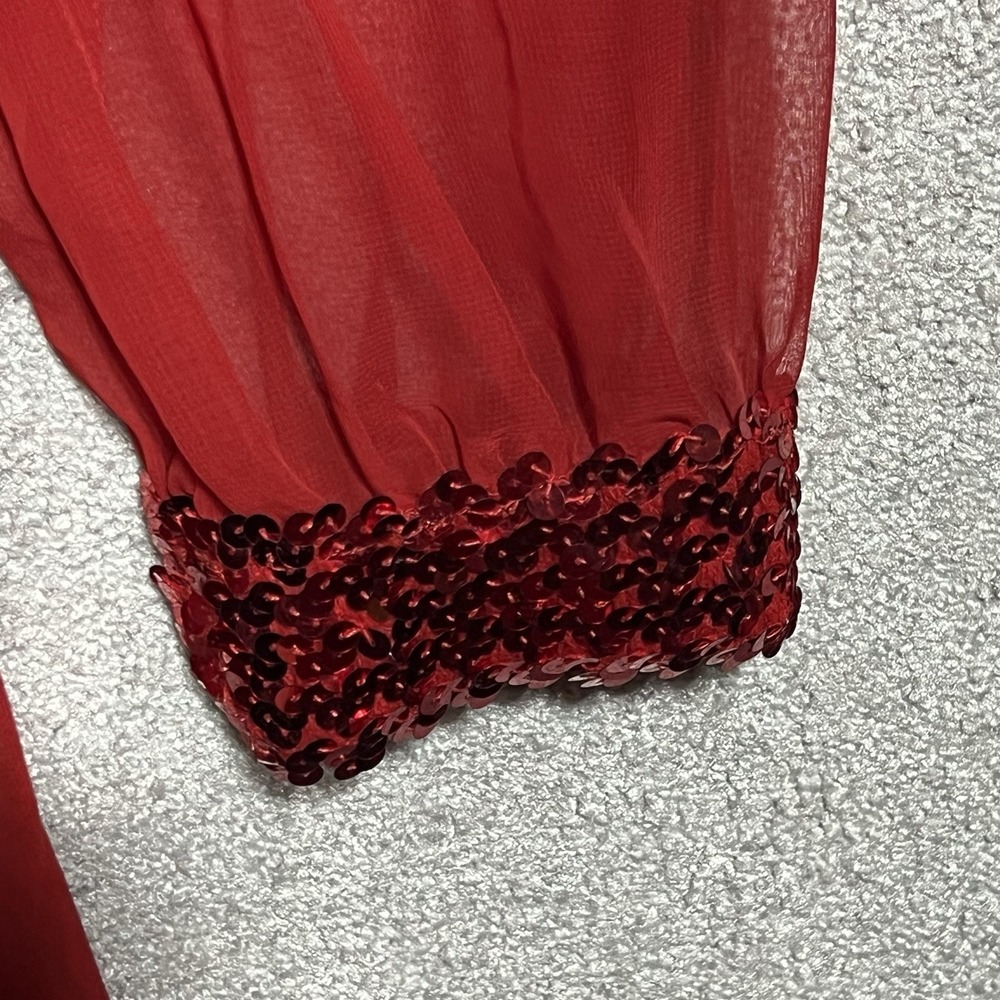 Vintage 4 U New York Red Sequined And Beaded 1980 Party Dress Size L - Picture 9 of 12